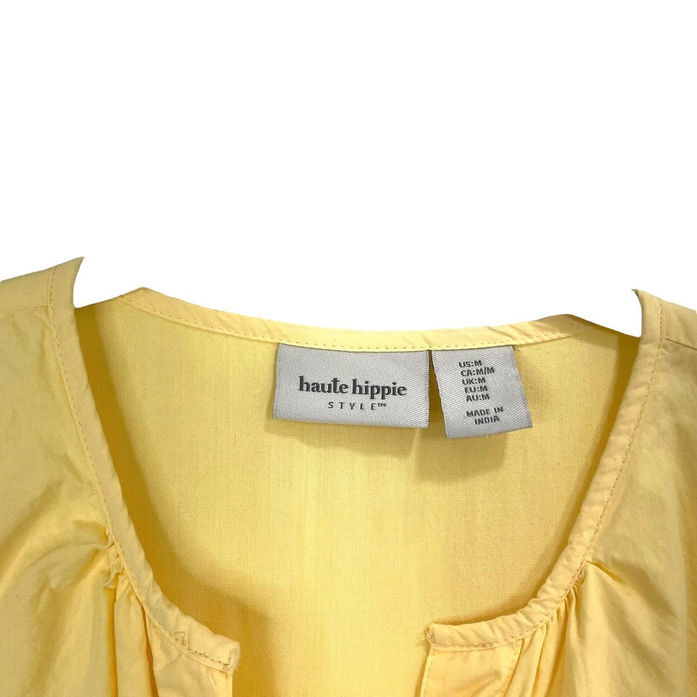 Haute Hippie cotton tiered smocked waist long dress Size‎ M buttermilk yellow - Picture 6 of 12